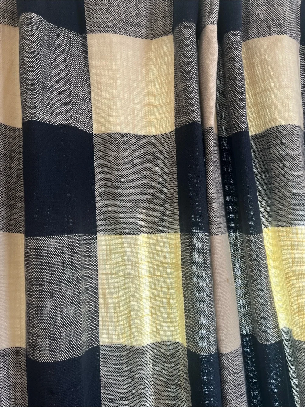 Pottery Barn Minimalist Classic Navy and Cream Buffalo Check Curtain 2 Panel